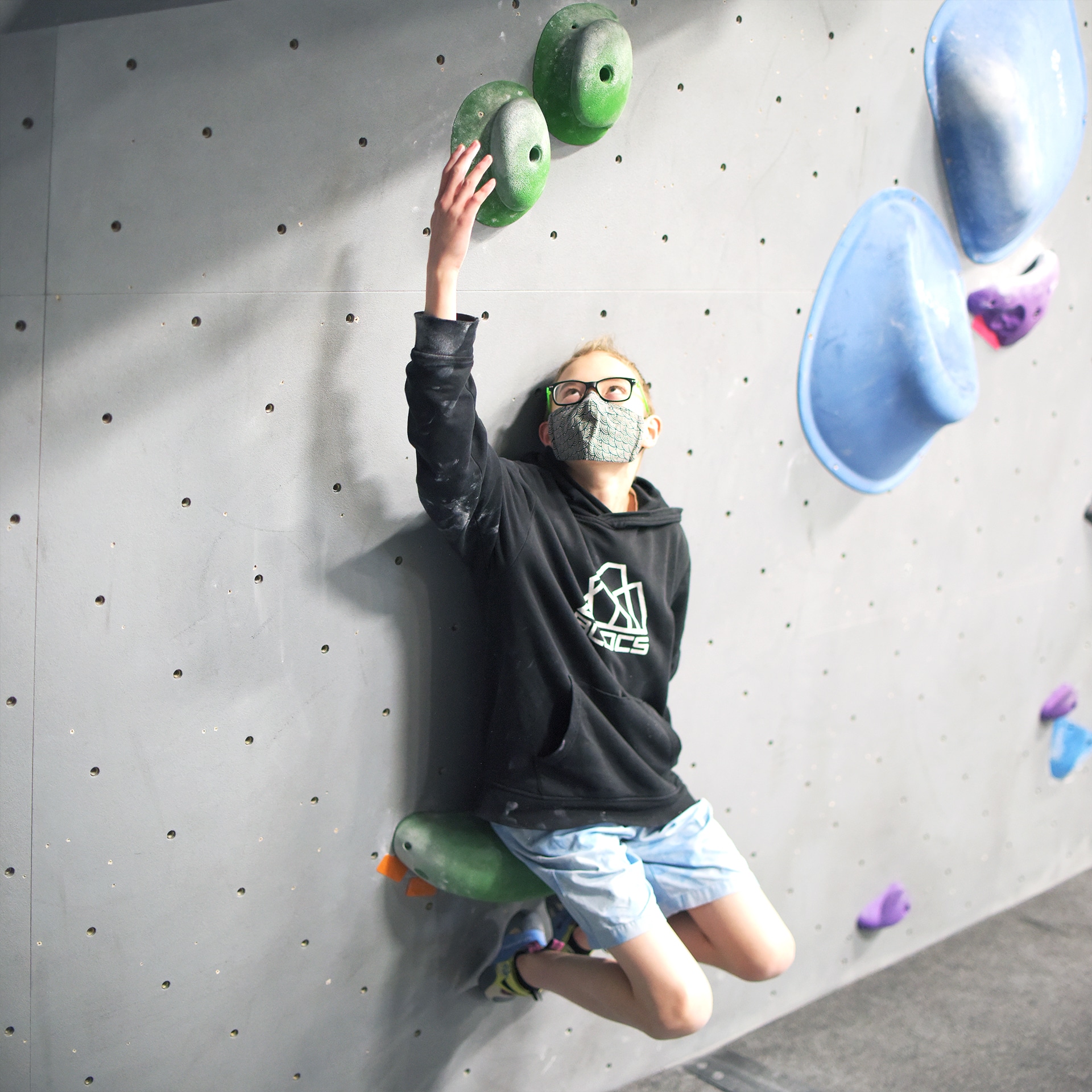 kid first time blocs bouldering rock climbing gym Edmonton